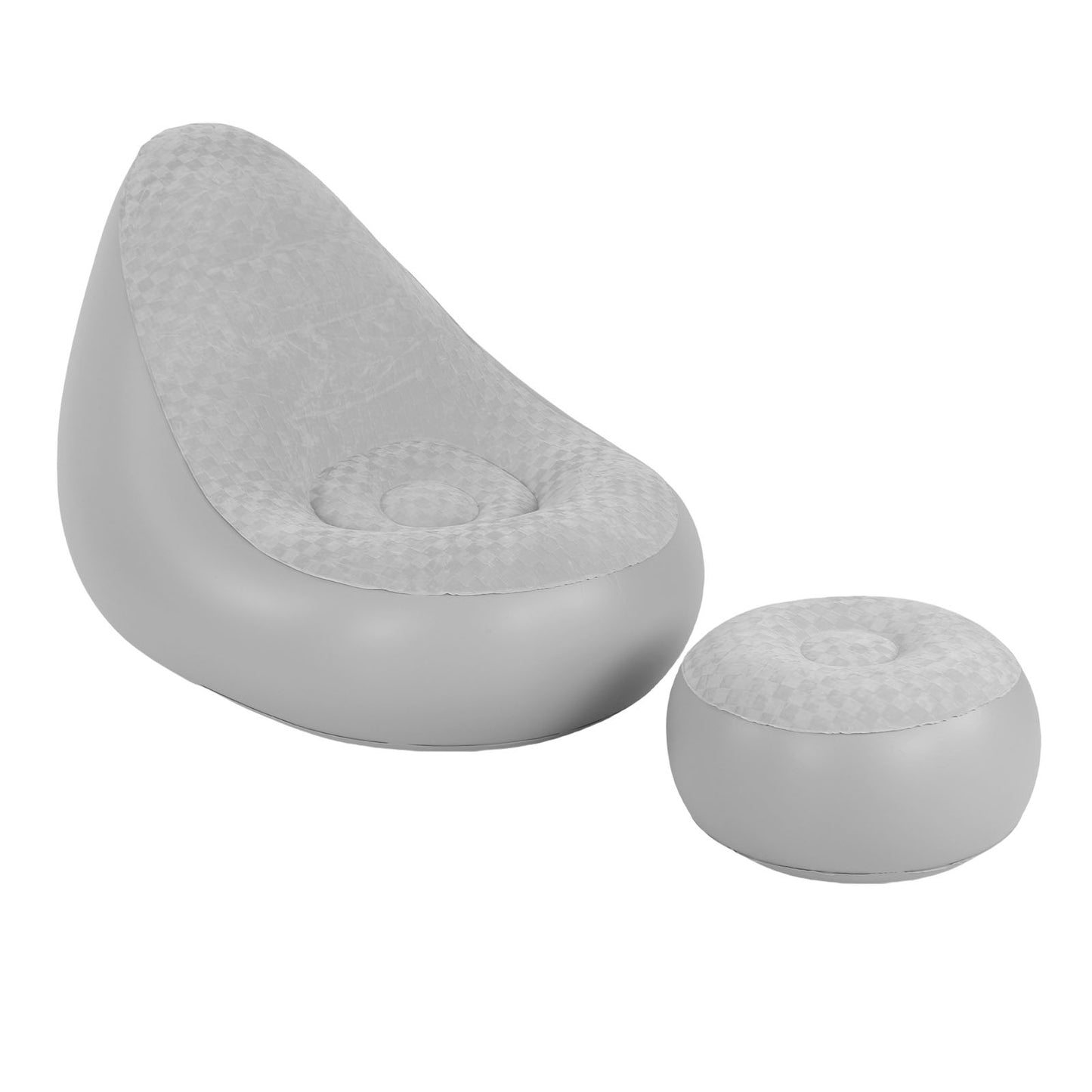 Inflatable Lounge With Footstool PVC Flocking Water Proof Folding