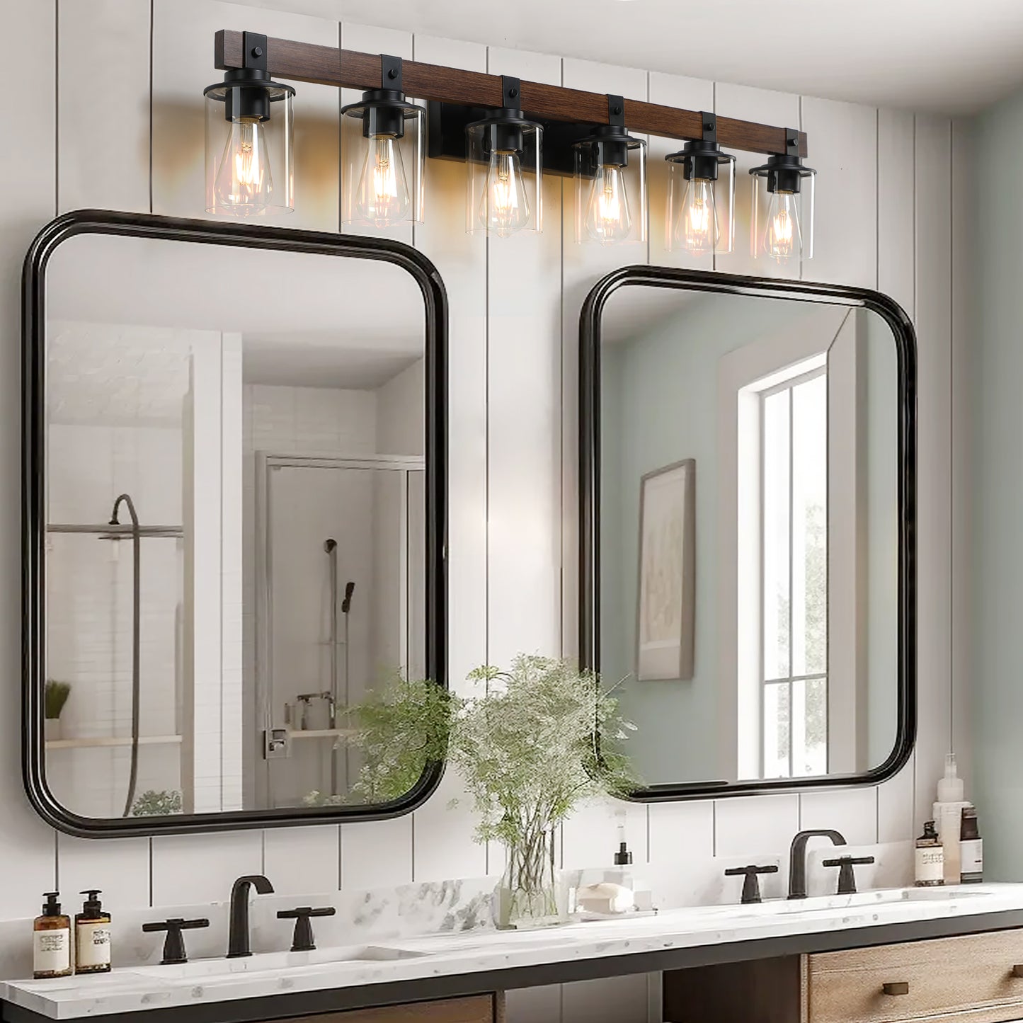 Rustic 6-Light Vanity Light Fixture - Industrial Bathroom Sconce
