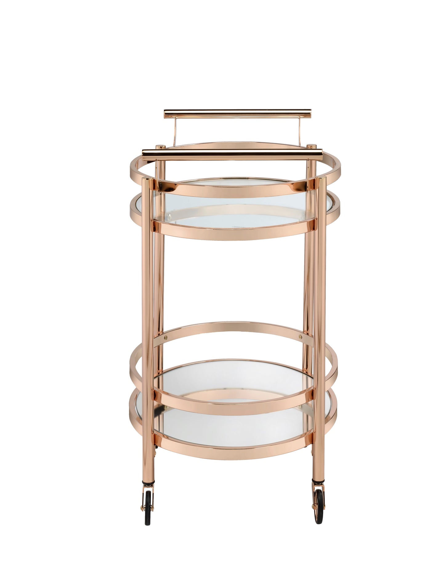 Clear Glass Serving Cart with Rose Gold Finish