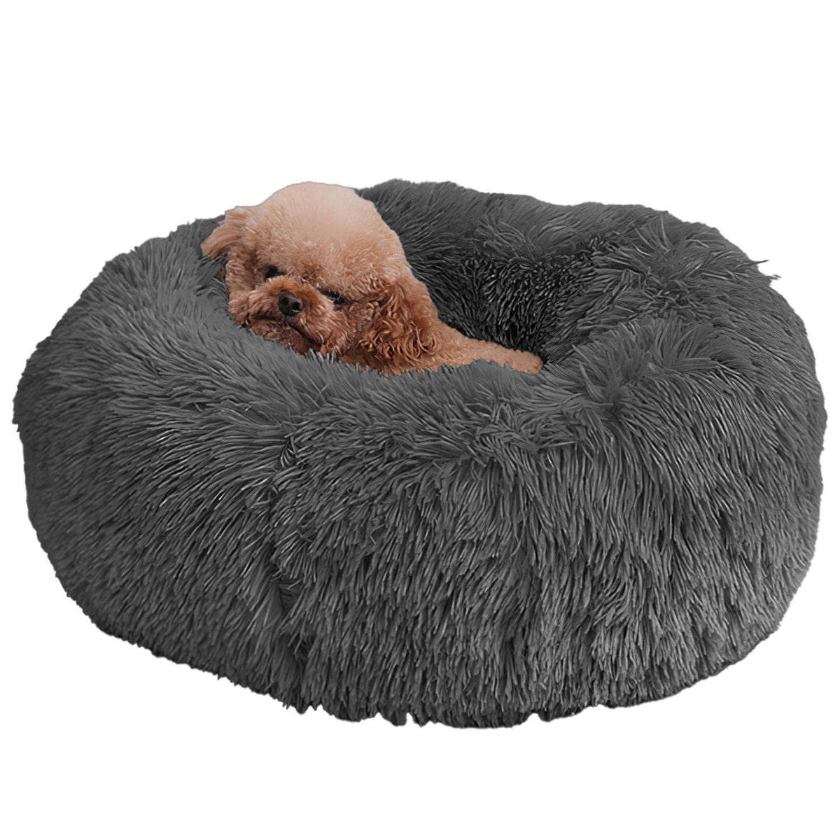 Soft Warm Plush Dog & Cat Bed with Supportive Rim and Non-Slip Bottom