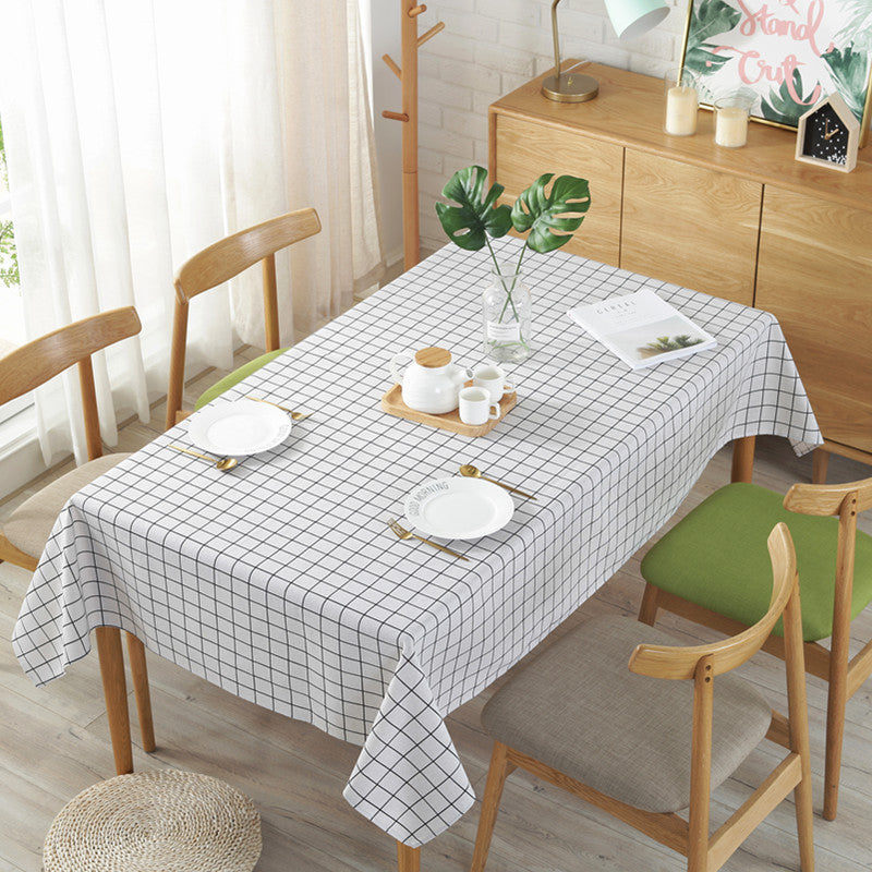 Checkered Tablecloth - Gray, Black & White Modern Rectangular Cover, Multiple Sizes