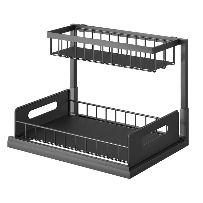 Pull-Out Double Layer Kitchen Sink Rack Removable Storage Organizer