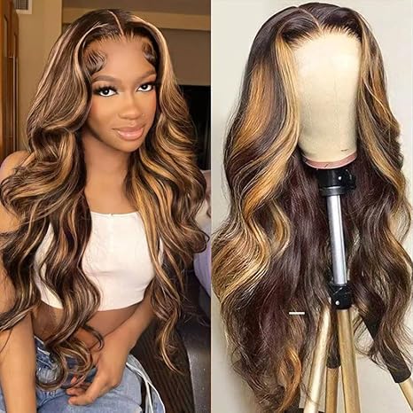 Body Wave Human Hair Wig - 4x4 Lace Closure Highlight P4/27