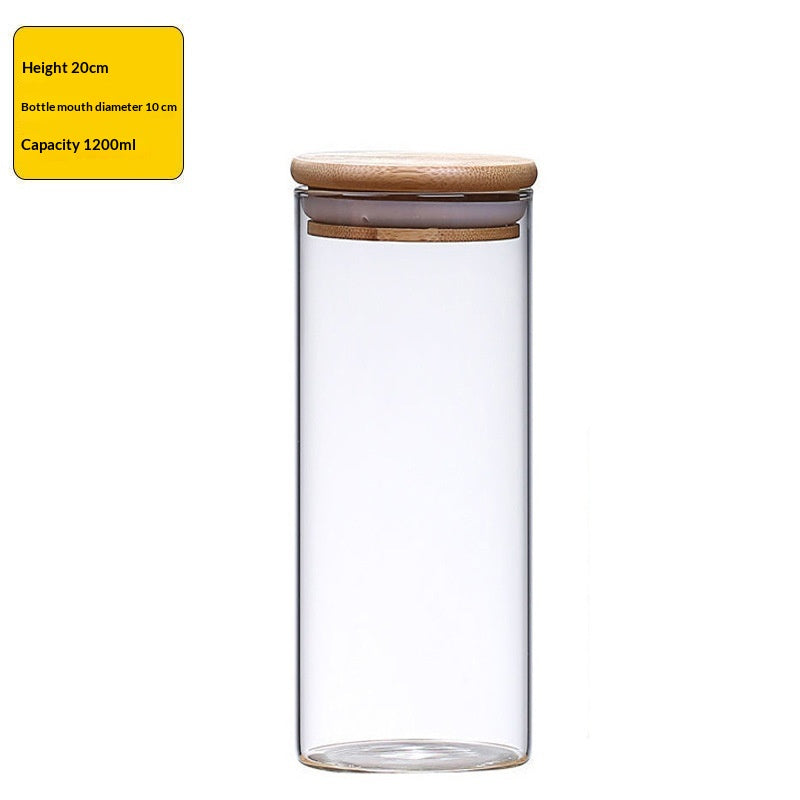 Sealable Food Storage Canisters Set with Bamboo Lids - Glass Bulk Container