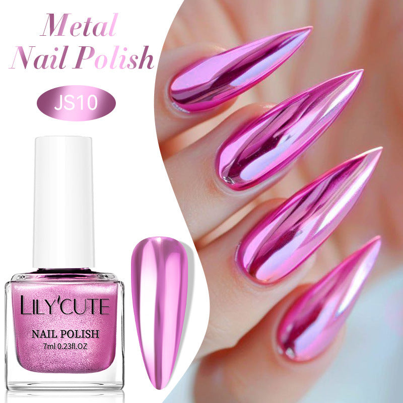 Quick-Dry Metallic Mirror Nail Polish No Baking Required - Water & Oily Resistant
