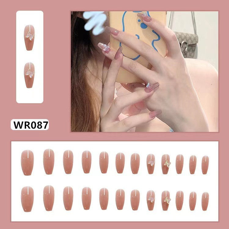 Detachable Fake Nail Stickers with Glue - Short Love & Cat's Paw Design