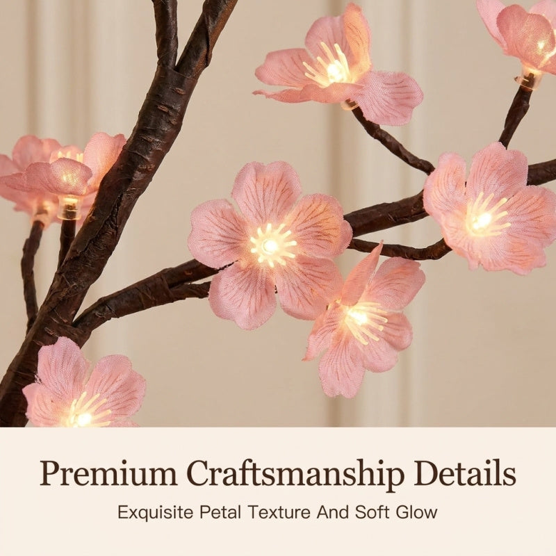LED Cherry Blossom Wall Lights with Remote - 8 Modes, Flexible Branches, USB Power