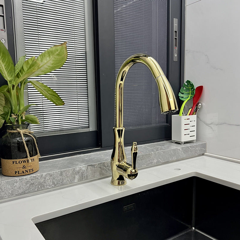 Copper Pull-Out Kitchen Faucet - Retro Classic Style, Multiple Finishes