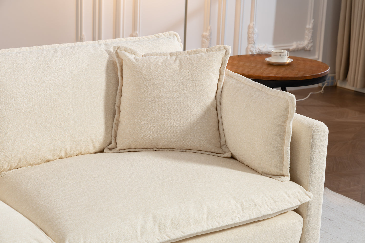 Modern 2-Seat Sectional Sofa with Chaise Lounge - Antique White