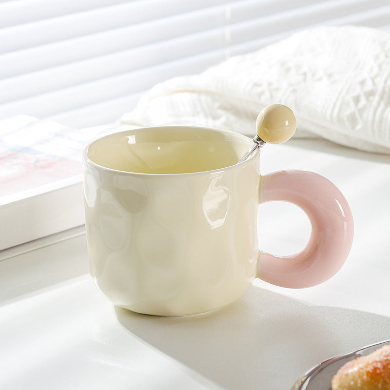 Cute Cartoon Ceramic Mug with Lid and Spoon - Multiple Colors & 500ml