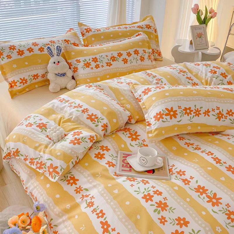 Simple Skin-Friendly Cotton Bedding Set - Multiple Sizes & Patterns