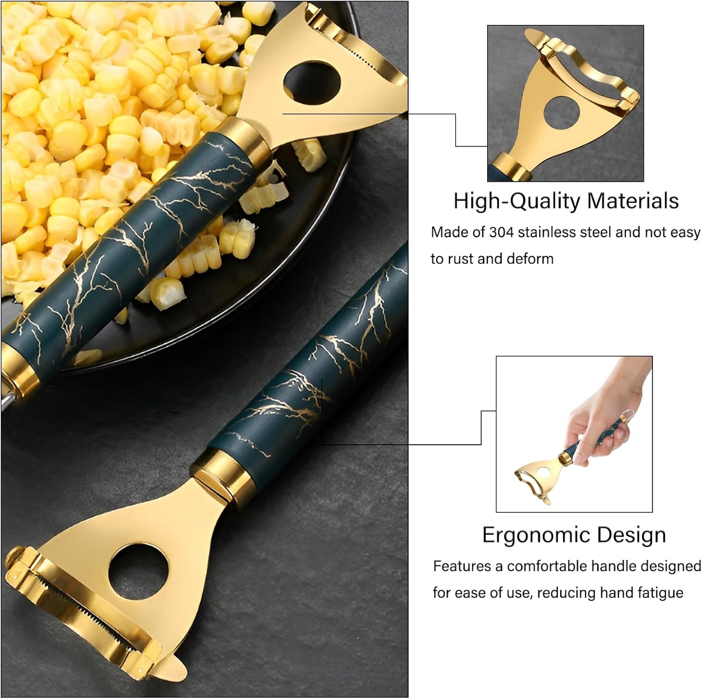 2-Pack Stainless Steel Corn Peeler Tool - Ergonomic & Efficient