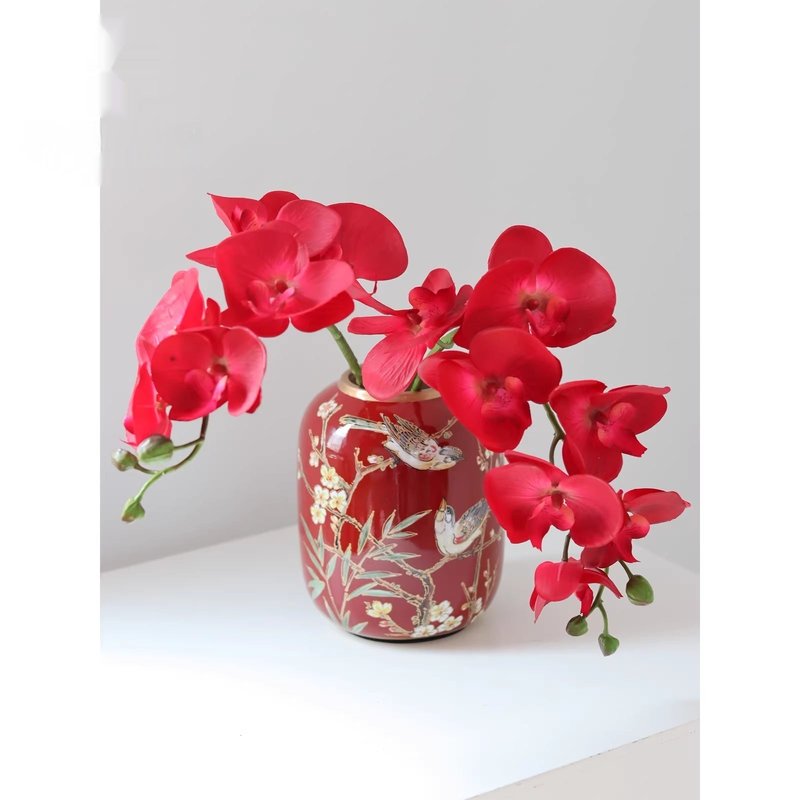 Artificial Flower Vase - Ceramic Peony Display, 20cm