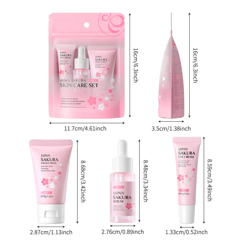 Cherry Blossom Skin Care Set - Moisturizing Facial Care 3 Pieces
