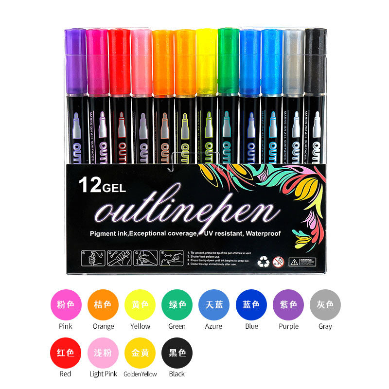 Double Line Outline Marker Set - 24 Color Options Available