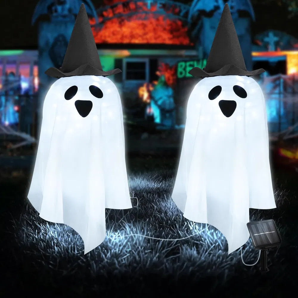 Solar Pumpkin LED Stake Lights - Set of 4 for Halloween Decoration