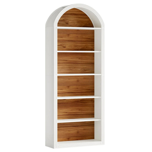 Tall Bookshelf with Eight Tiers - Two-Tone Storage Solution