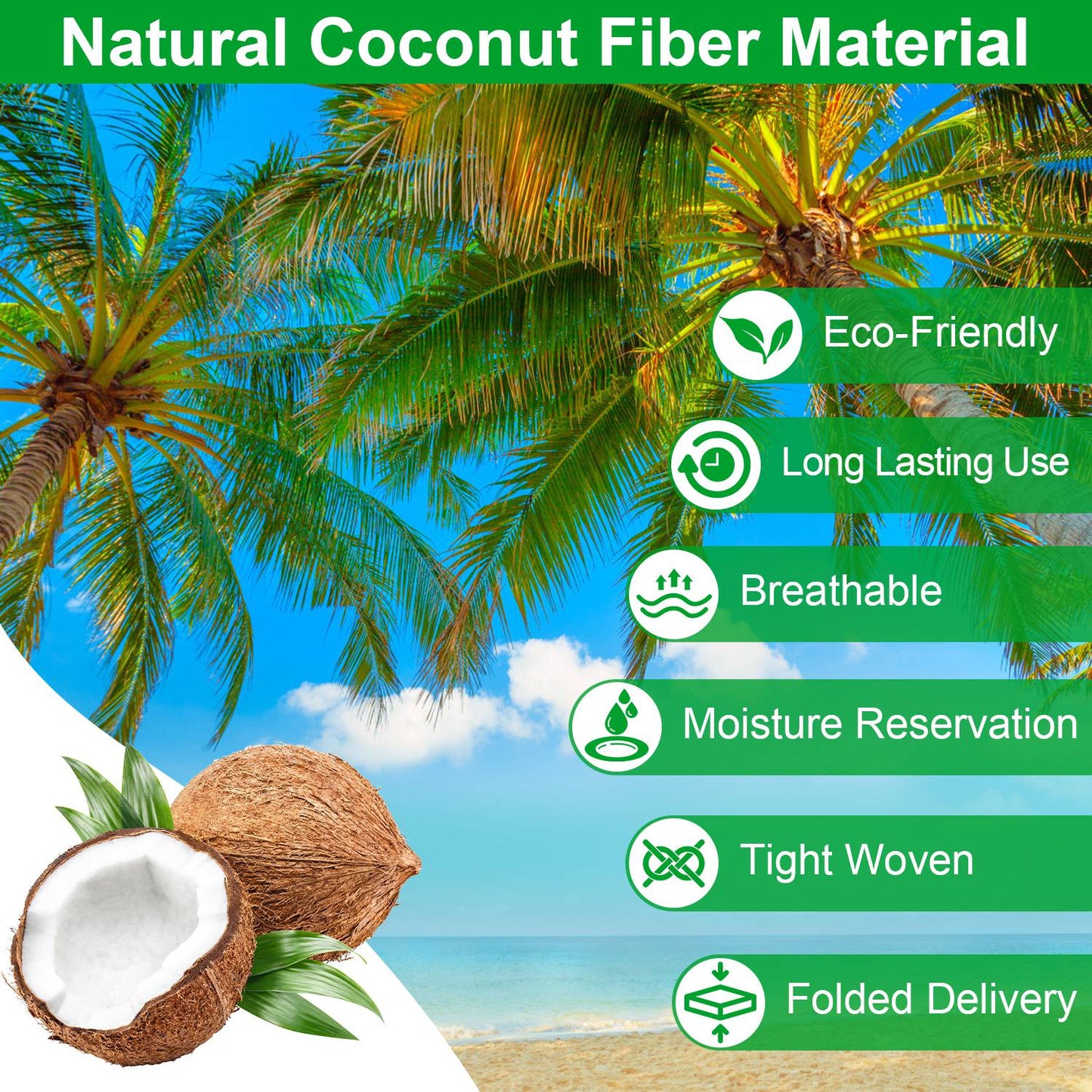 3 Pack Coconut Coir Planter Liners for Window Boxes & Hanging Baskets