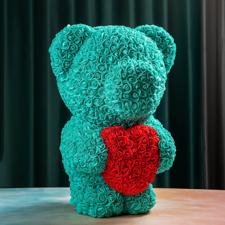 Immortal Rose Bear Heart Gift - Handmade Floral Decoration for Home & Party