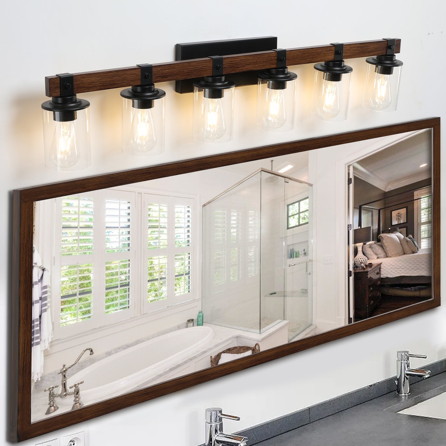 Rustic 6-Light Vanity Light Fixture - Industrial Bathroom Sconce