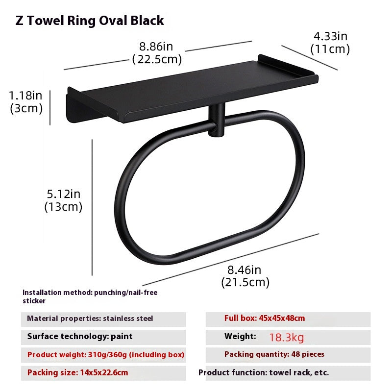 Stainless Steel Towel Ring | Bathroom Wall Mount Holder & Storage