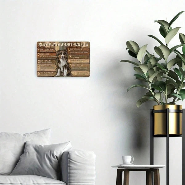 Australian Shepherd Metal Tin Sign - Funny Pet Commands Decor
