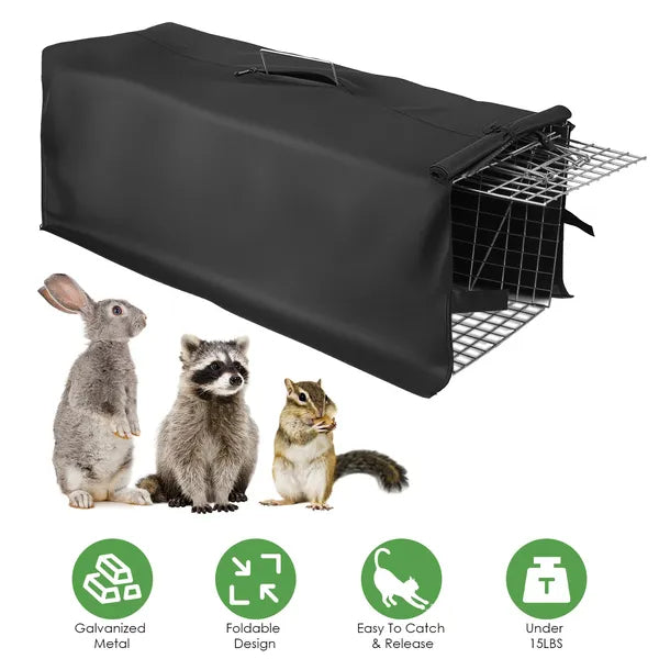 Heavy Duty Live Animal Trap Cage - Foldable Design, Humane Capture