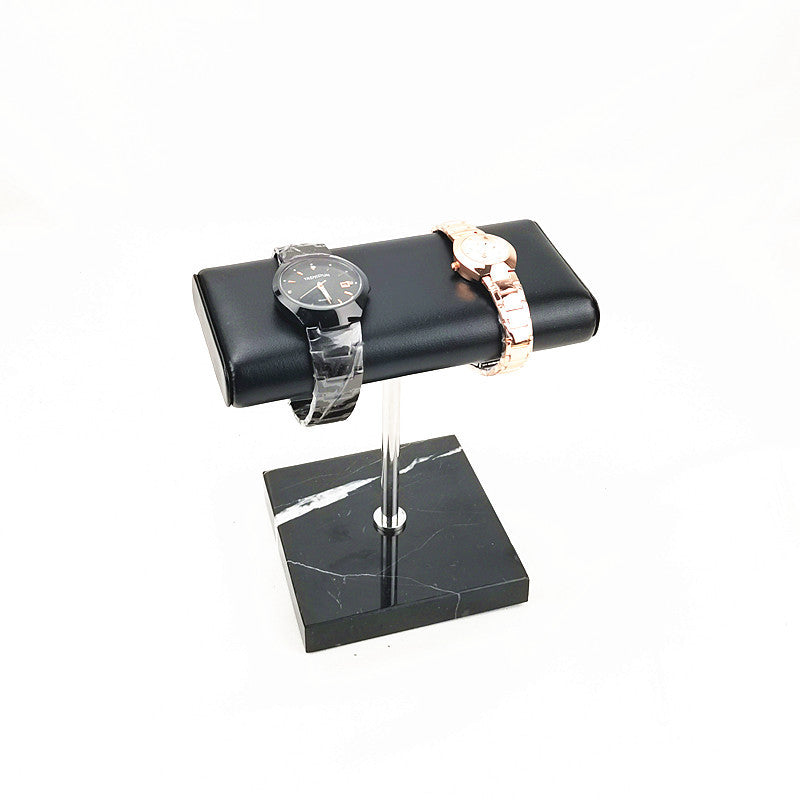 Marble Watch Display Stand with Leather Storage Rack - Multiple Colors & Rod Options