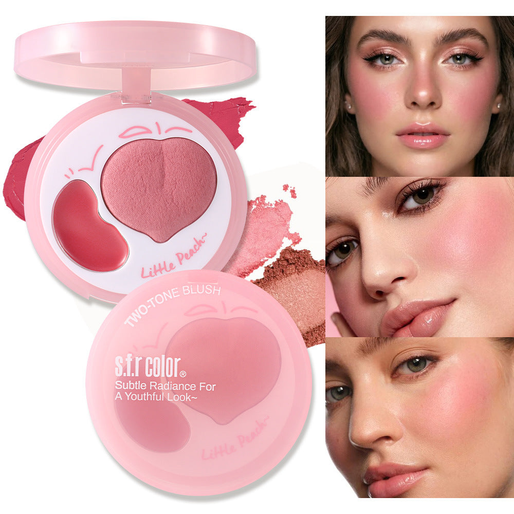 Heart-Shaped Blush Palette Dewy Skin Cream & Powder Makeup Set