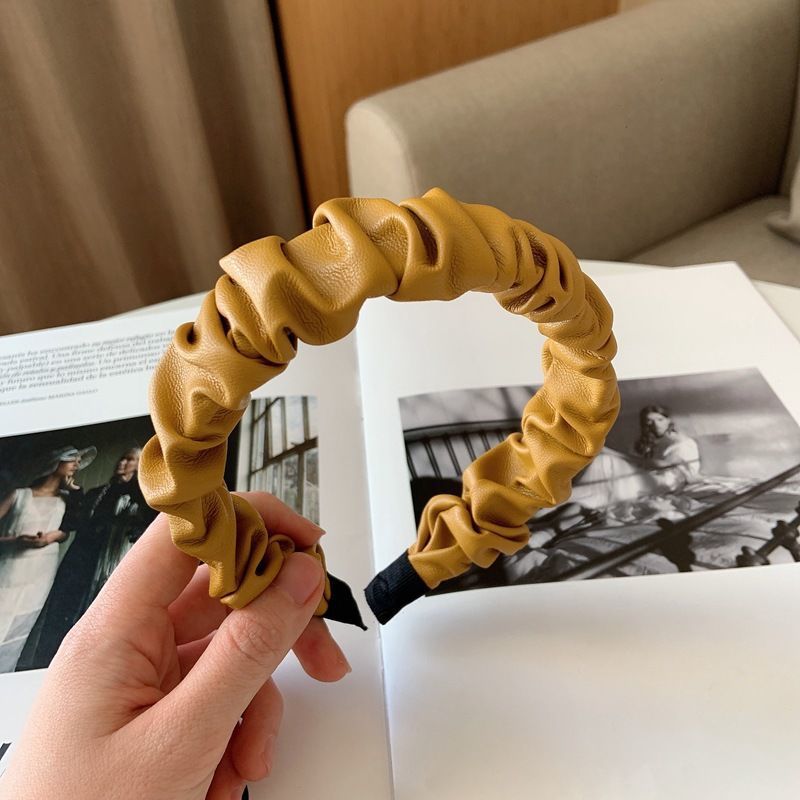 PU Leather Fold Hairpin Vintage Style Hair Band