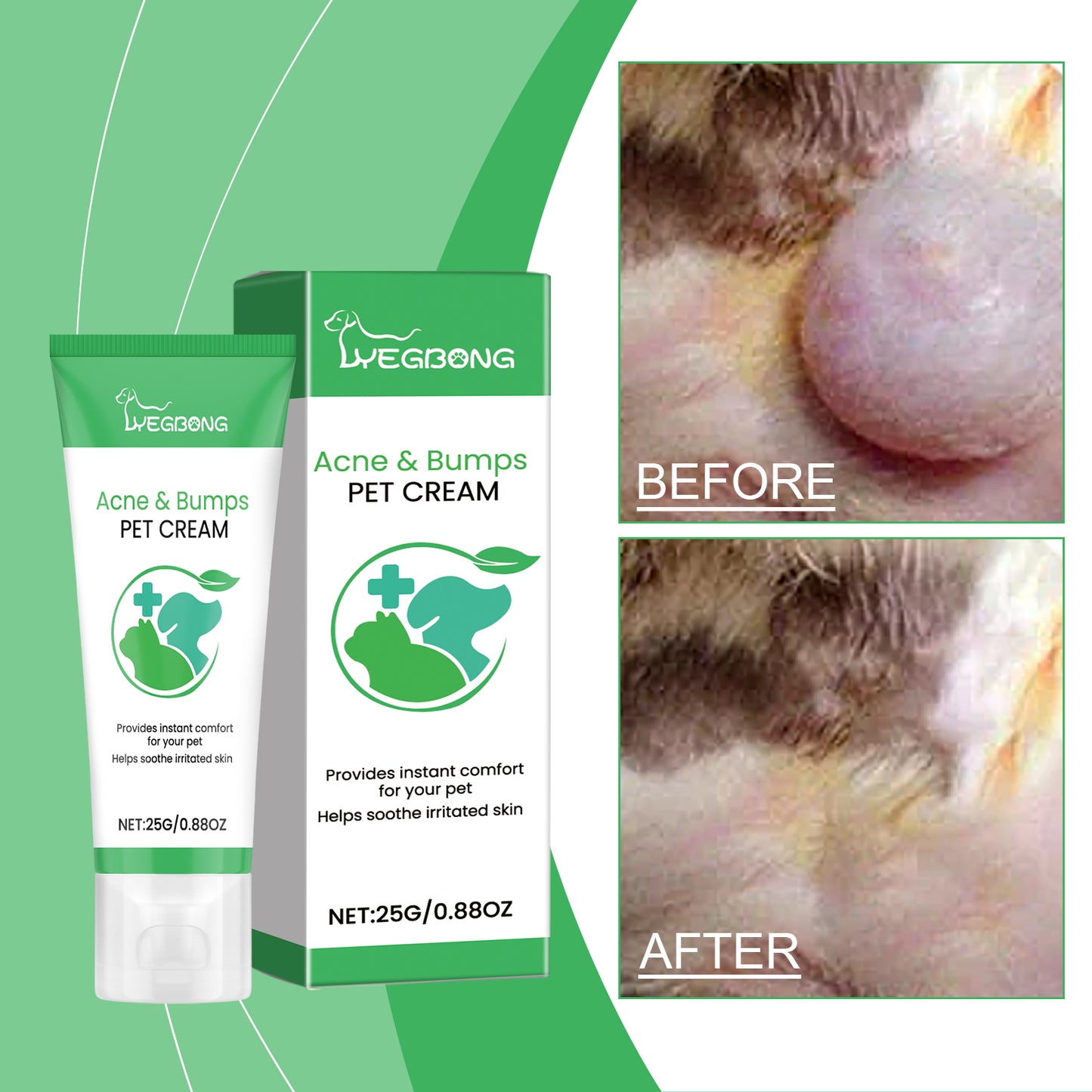 Pet Acne & Bumps Skin Cream for Dogs & Cats - Soothing Skin Relief with Calendula & Ganoderma Extract - Set of 1 Box