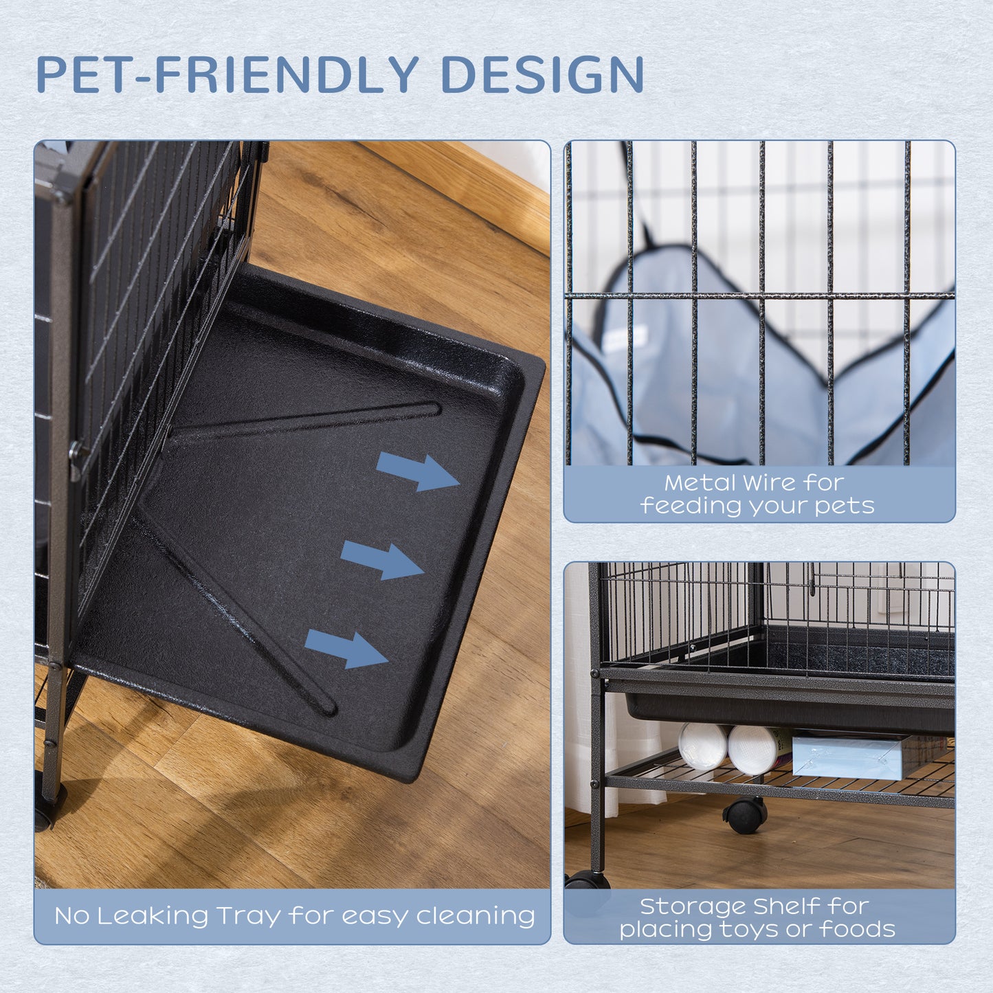 Small Animal Cage with Wheels, Multi-Tier Pet Habitat for Hamsters, Ferrets, Chinchillas - Black 31.5 x 20.5 x 33.1 inches