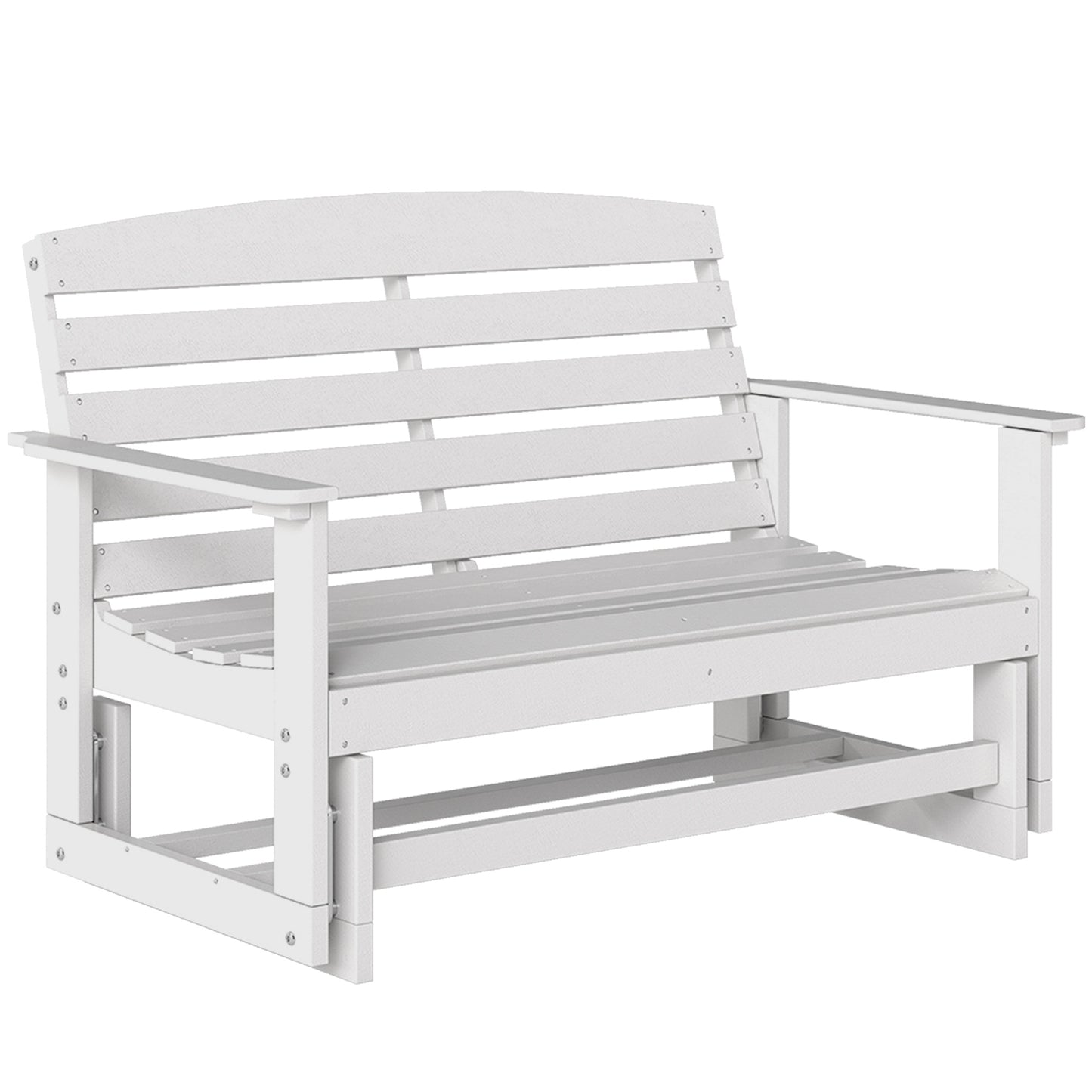 Patio Glider Bench - HDPE Double Rocking Chair, White