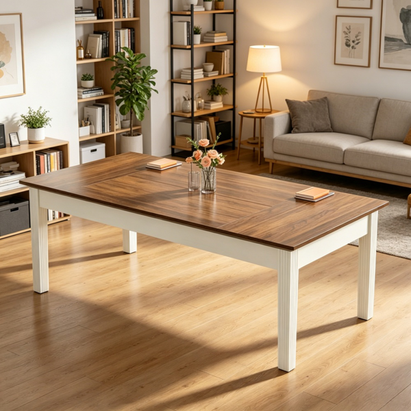 62-Inch Home Office Desk with Sturdy Wood Legs - Elegant Design