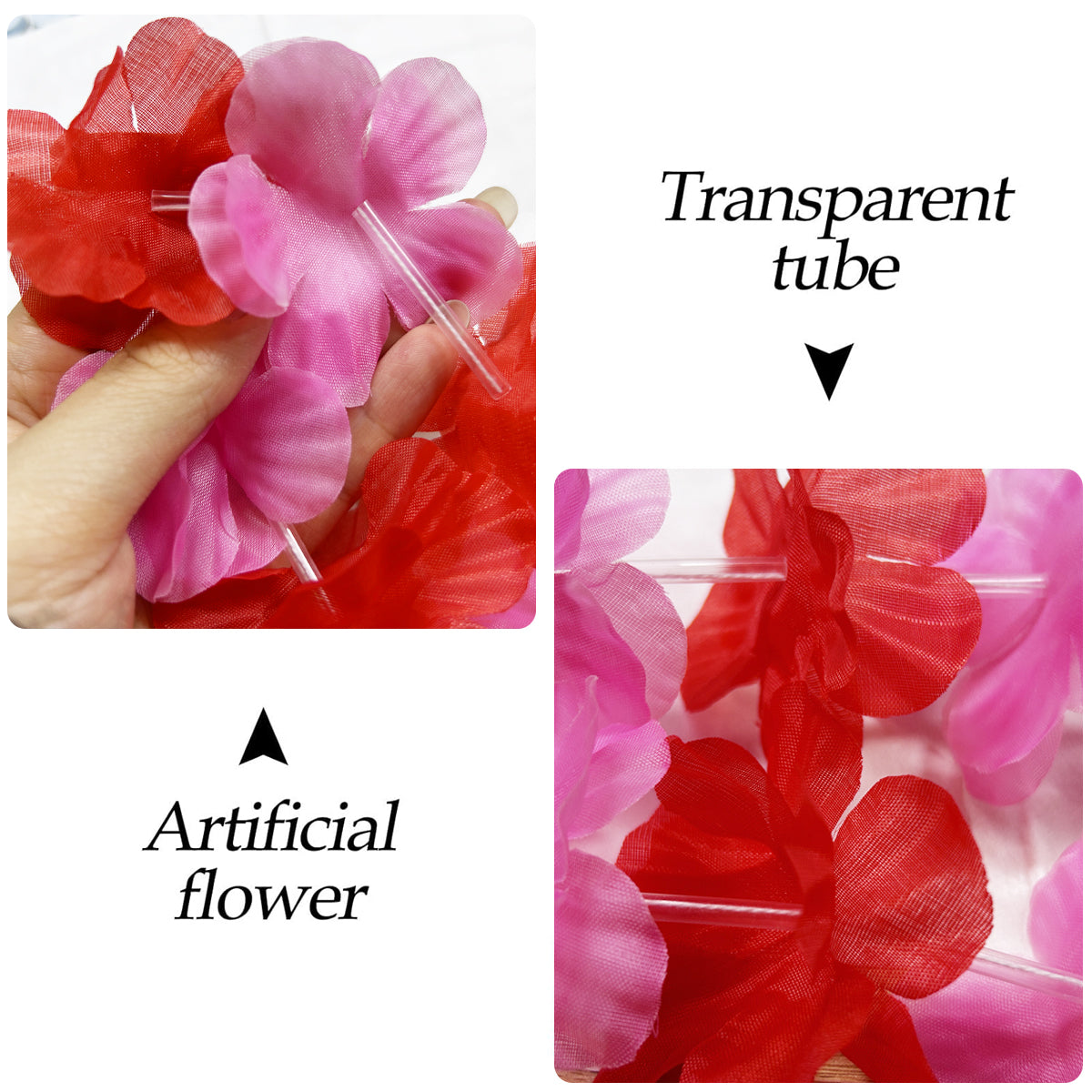 20 Pink Hawaiian Flower Leis - Summer Beach Party Supplies