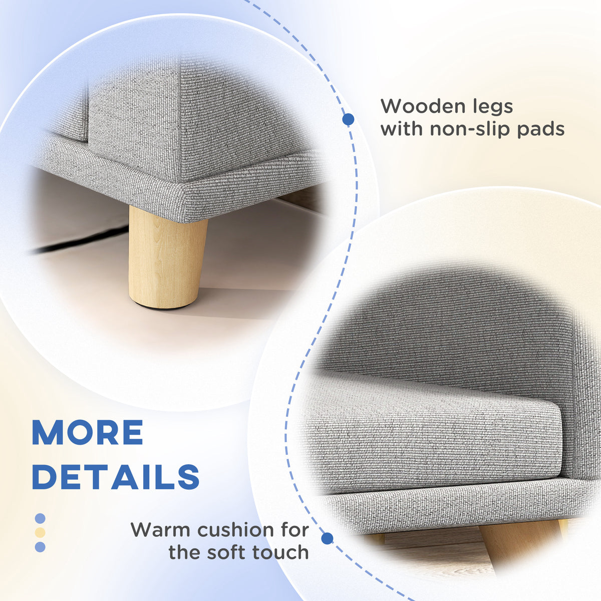 Large Pet Sofa Bed with Washable Cushion - Gray, 780x175x650 mm