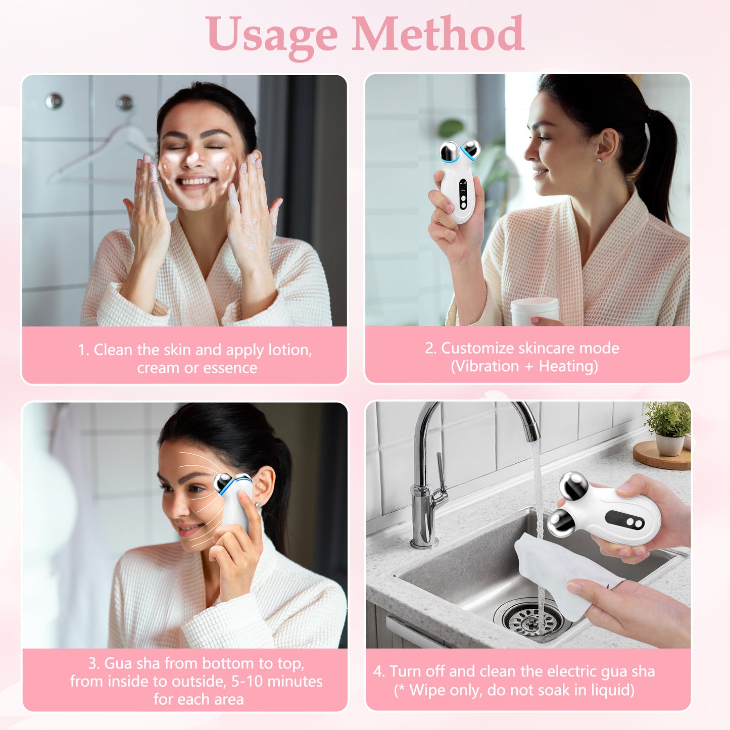 Microcurrent Facial Toning Device for Skin Tightening and Anti-Aging - White