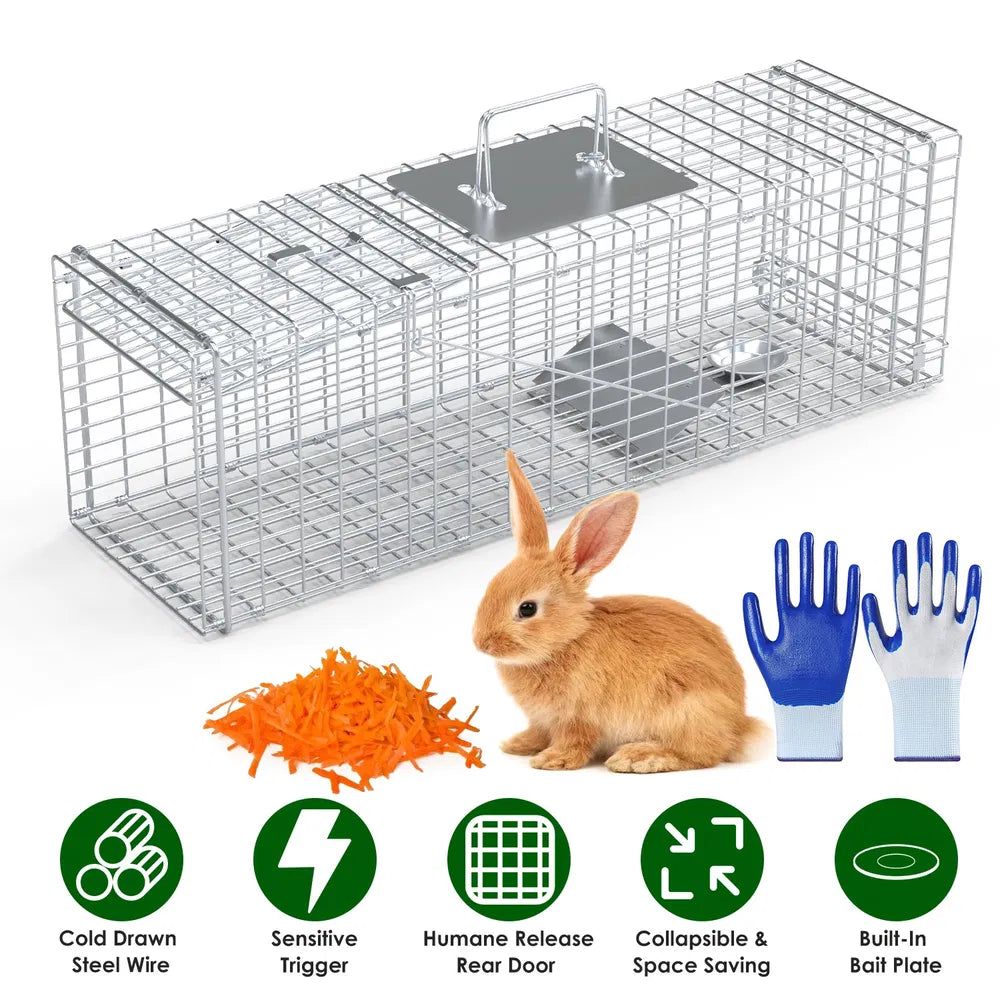 Humane Live Animal Trap Cage - Steel Folding Design for Small Animals