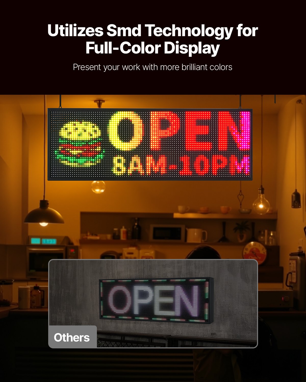 Programmable LED Sign - 40x14 Inch Full-Color Scrolling Display