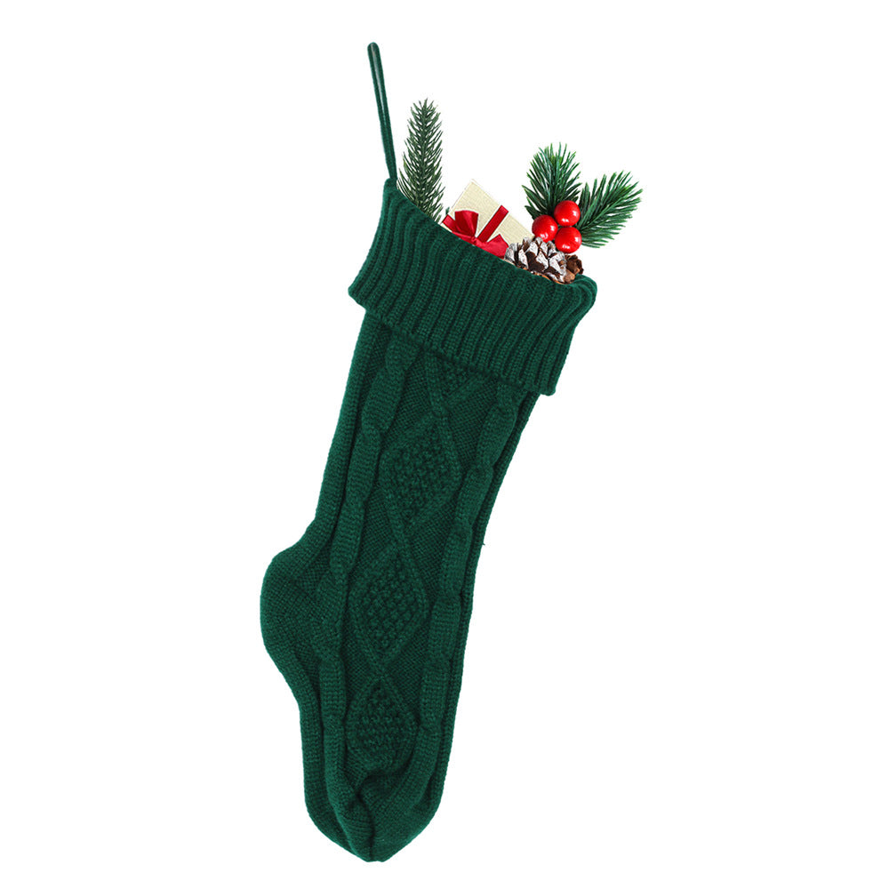 Large Christmas Gift Bag 46CM Wool Knitted Socks Scene Decor - Holiday Ornament