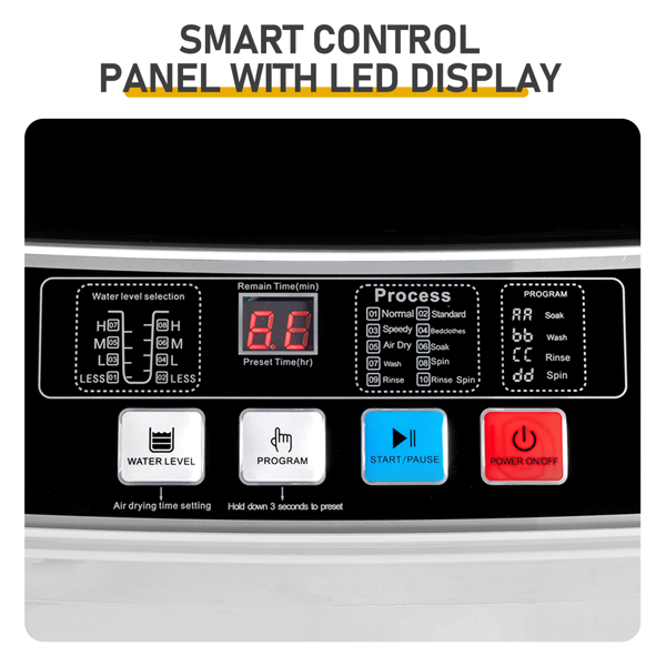 Full-Automatic Washing Machine Top Load Portable Compact Laundry