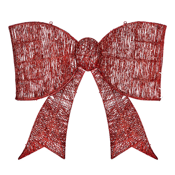 Giant Pre-Lit Christmas Bowknot Decoration with 124 LED Lights - Red