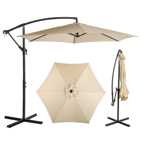 10FT Round Offset Patio Umbrella with Crank & Adjustable Tilt