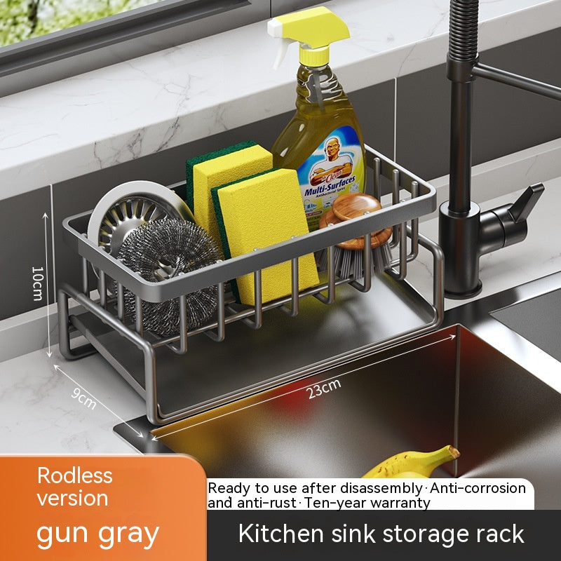 Multifunctional Kitchen Sink Drainage Basket Shelf - Black, Gray & White