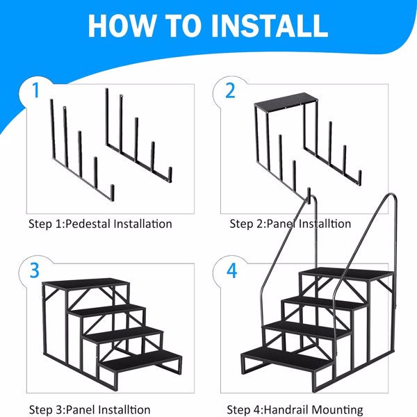 4-Step RV Ladder with Handrail - Heavy Duty Outdoor Steps