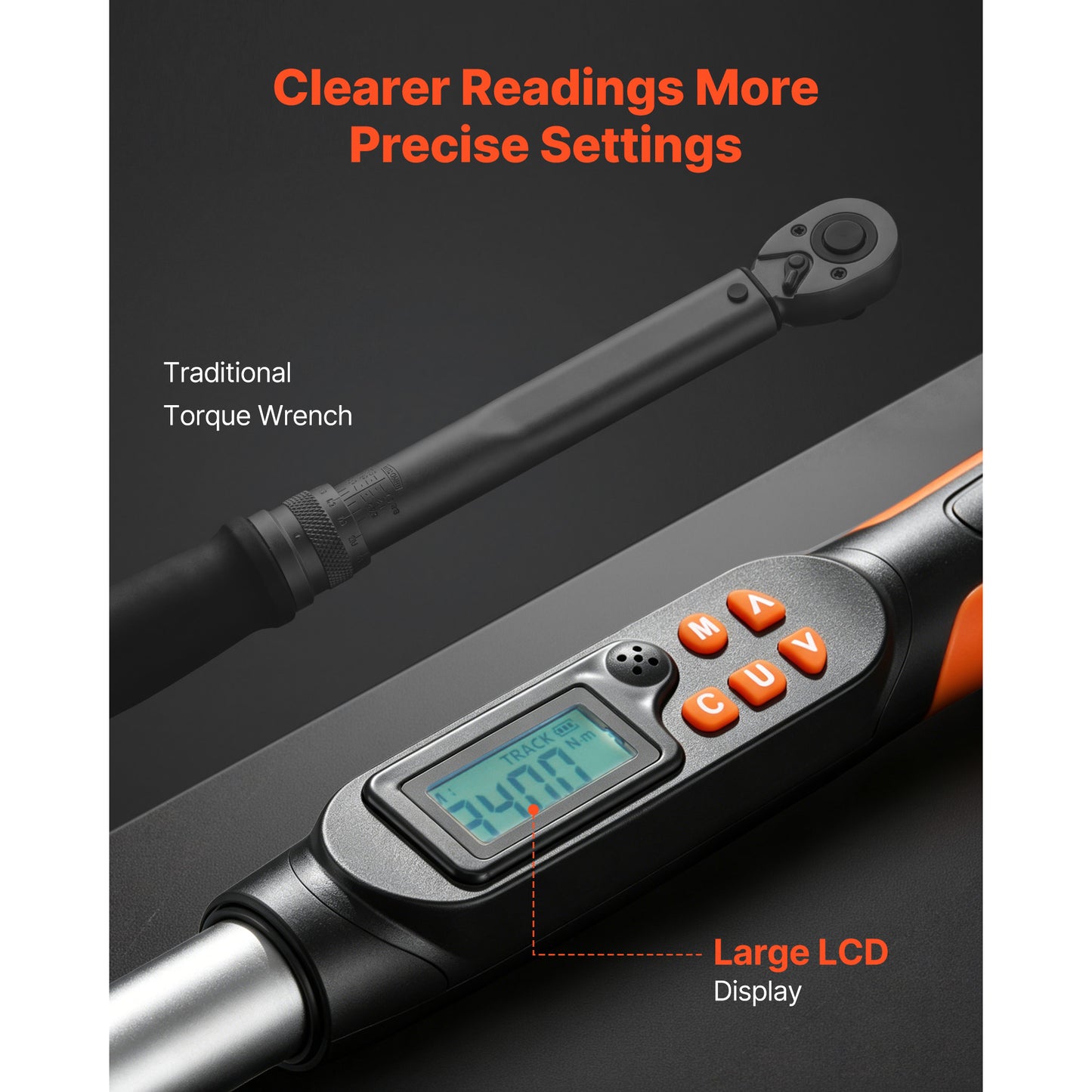 Digital Torque Wrench Set 1/2 Inch Drive Automotive Repair Tools LCD Display