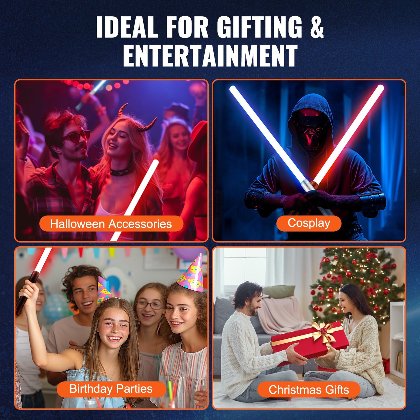 2 Pack Rechargeable LED Light Swords with RGB Colors for Kids & Parties