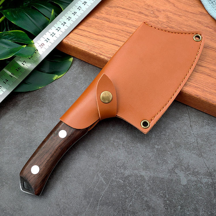 Kitchen Fish Knife with Leather Case - Antique Retro Stainless Steel