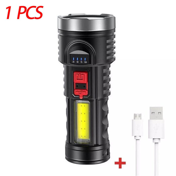 USB Rechargeable LED Flashlight with 4 Modes for Camping Hiking Work Light