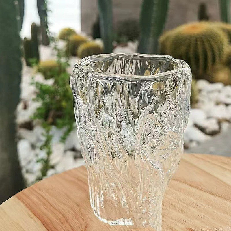300ml Japanese Style Stump Cup Hammer Pattern Glass Drinkware